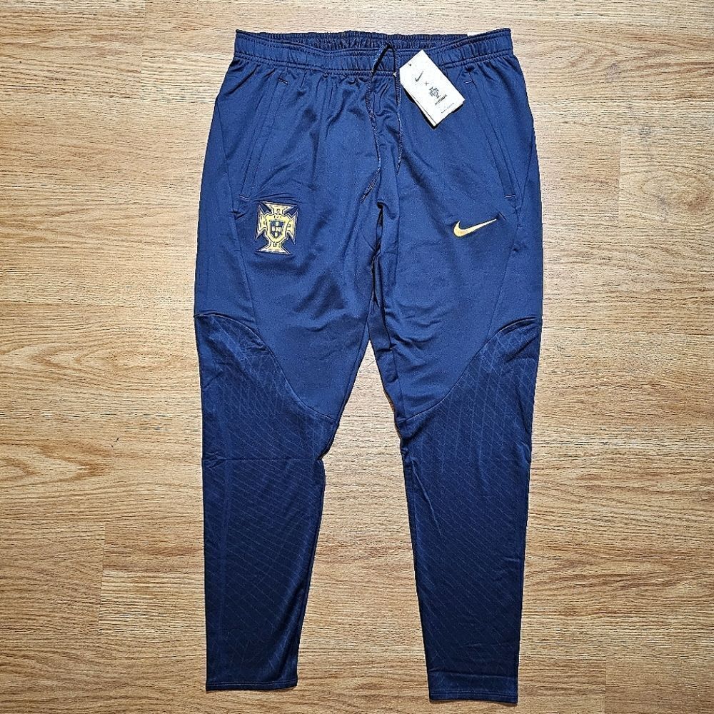 Nike Portugal Cristiano Ronaldo CR7 Soccer Track Pants Joggers Navy Blue Gold L